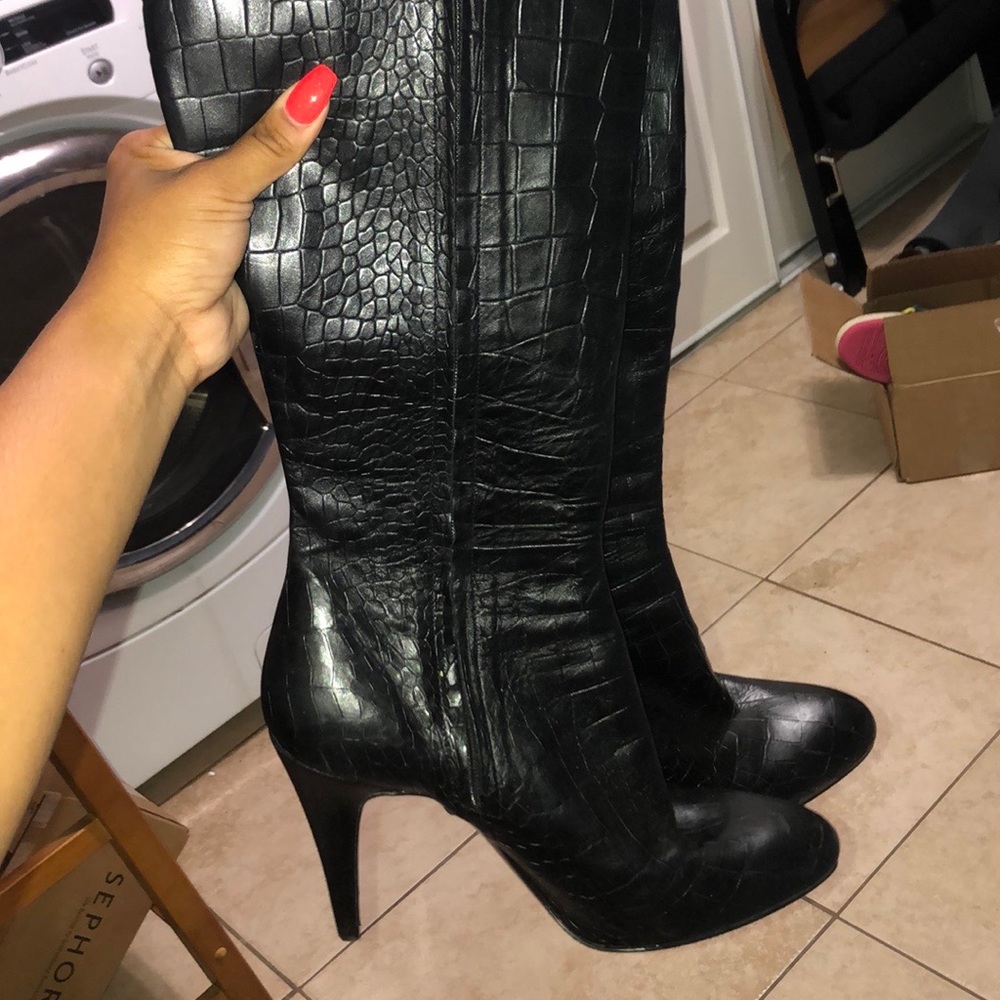 Real Leather Alligator Highrise heeled boots